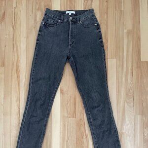 Dynamite Dark Grey High-Rise Straight Leg Button Fly Jeans